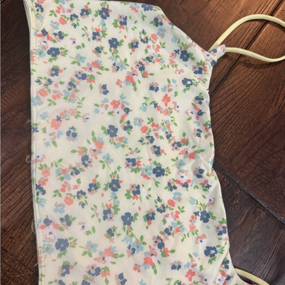 Anthropologie Floral Crop Cami Top in Yellow Straps Size L/XL - Picture 11 of 14